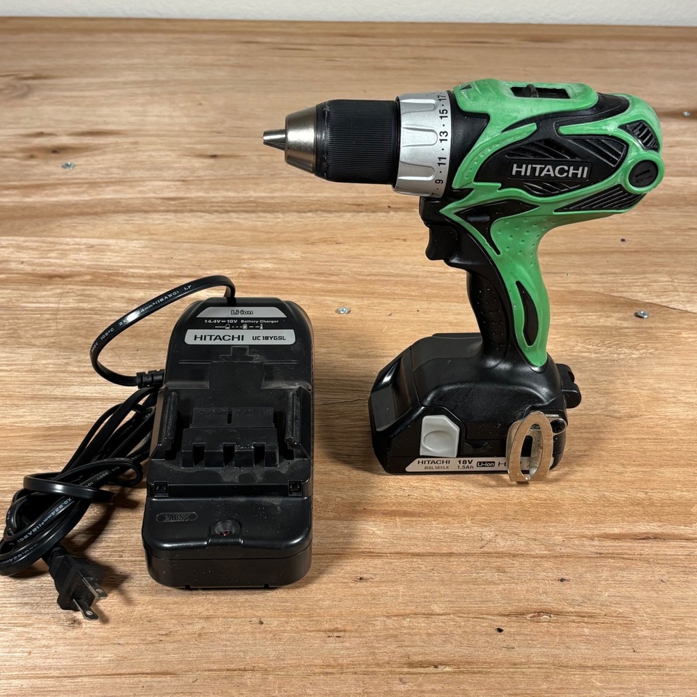 Hitachi DS18DSAL 18V Cordless Driver Drill w/ UC18YGSL Charger Battery READ DESC